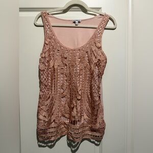 Express Blush Pink Crochet Overlay Tank
